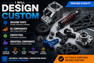 design custom machine parts, rc components, prototypes and industrial components