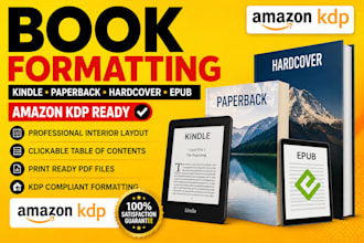 format kindle ebook, paperback, hardcover and epub for amazon KDP