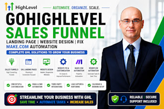 gohighlevel sales funnel ghl landing page website design fix makecom automation