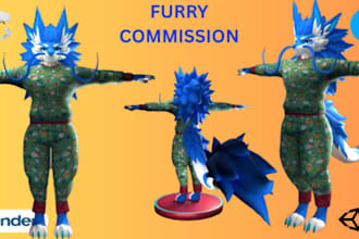 do custom vrchat furry avatar, 3d model, nsfw vrc fursona, vtuber,vroid,pc quest