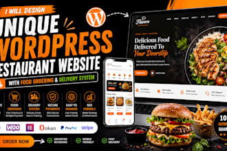 design unique wordpress restaurant website with food order delivery system