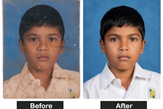restore old damaged photos, repair scratches and enhance vintage pictures
