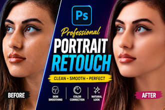 professionally photo retouching, face smoothing, in photoshop