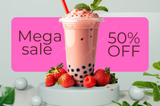 design a professional instagram post for your milk tea shop