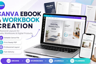 build  canva ebook design, workbook design, canva design, and book design