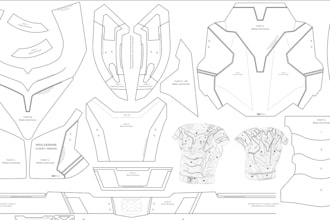design sewing pattern for cosplay, clothes, eva foam, foam armor and props