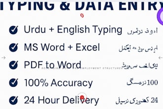 do fast and accurate urdu english typing and data entry