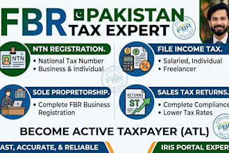 create ntn no , income tax returns ,business sole proprietorship