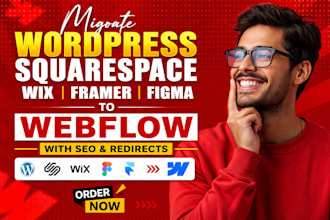 migrate wordpress squarespace wix framer figma to webflow with SEO redirects