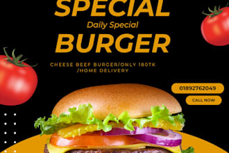 design delicious burger biryani food posters for restaurant
