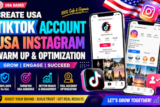 create usa tiktok account, usa instagram warm up and optimization