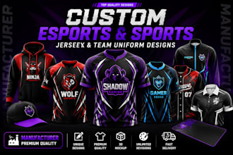 create custom esports and sports jersey and team uniform designs
