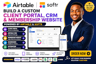 build a custom airtable  softr client portal CRM membership website