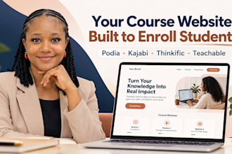 build podia website, kajabi website, thinkific, online course website, podia