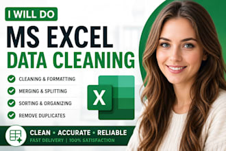 do ms excel data cleaning, formatting, merging, splitting, sorting,deduplication
