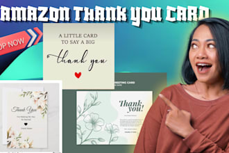 design amazon thank you card, product insert card and package insert