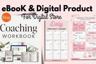 design digital product ebooks guide, planner, journal, freebies for etsy payhip