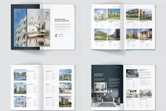 design off plan property investor brochure, construction project pitch booklet