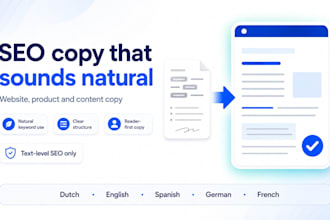 write SEO website and product copy in 5 languages