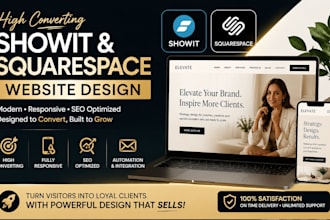 design high converting showit squarespace landing page with SEO automation