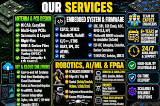 do pcb design, iot project, arduino, esp32, stm32 and embedded firmware