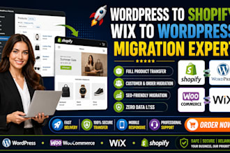 migrate wordpress to shopify wix to wordpress with full product transfer