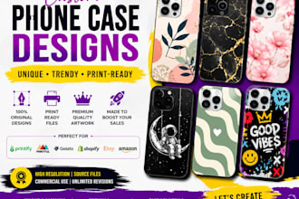 design custom phone case artwork for print on demand