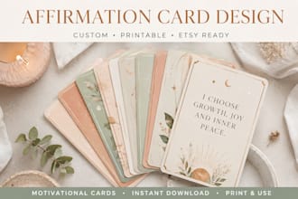 design custom affirmation cards motivational cards printable etsy cards deck