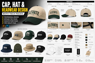 design custom cap, hat and headwear with professional tech packs