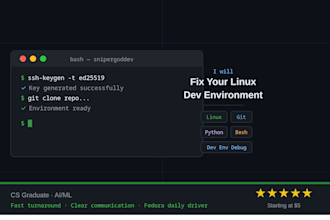set up your linux environment, fix git issues, and debug your dev setup