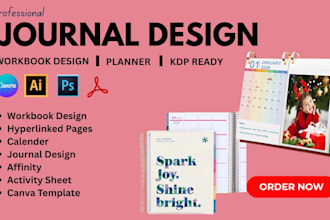 design canva hyperlinked journal tracing, workbook design, calender, planner kdp