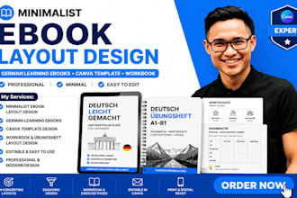 do minimalist ebook layout design german learning ebooks canva template workbook