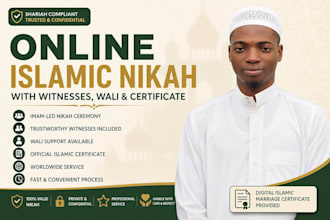 conduct a valid online islamic nikah with witnesses, wali and certificate