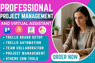 do project management using trello slack asana and monday com virtual assistant