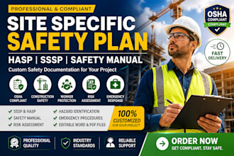 prepare site specific safety plan, hasp, sssp and safety manual