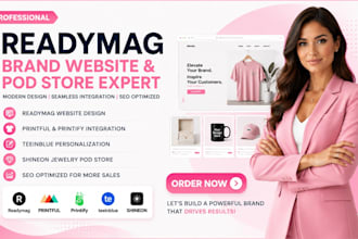 create readymag brand website SEO printiful printify teeinblue shineon pod store