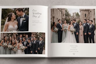 design a luxury wedding photo album and custom photo book