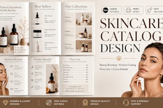 create luxury skincare catalog, beauty brochure and product price list design
