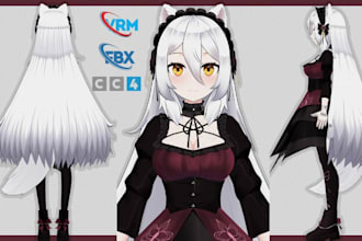 custom 3d vrm avatar, vtuber avatar, vtuber rigging for animaze cc4 vseeface cc5