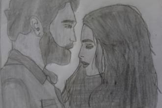 draw aesthetic anime or semi realistic pencil portrait