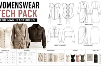 create ready to wear womenswear tech packs for manufacturing
