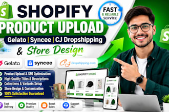 upload shopify products from gelato syncee cj dropshipping design shopify store