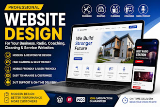 design a professional website for your business, radio, barbershop cleaning