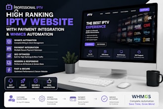 build high ranking iptv website with payment integration and whmcs automation