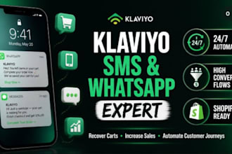 set up klaviyo SMS, whatsapp campaign, shopify automation fix abandon cart flow