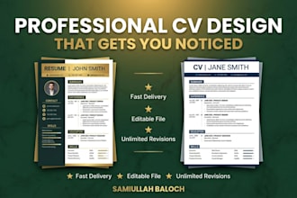 design a professional and ats friendly CV or resume