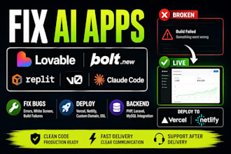 fix and deploy lovable replit bolt v0 claude code ai apps