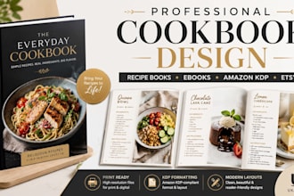 design cookbook, recipe book or ebook for amazon kdp