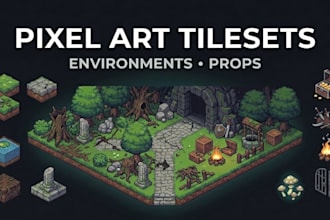 design pixel art tilesets, props and game environments