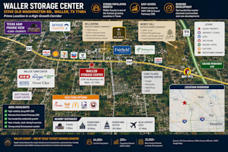 design aerial maps for commercial real estate with specific logo labels